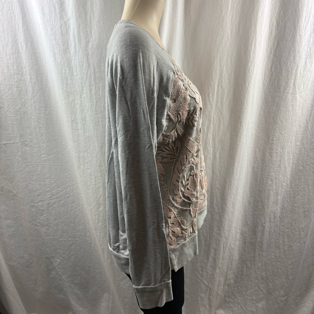 Anthropologie Eva Franco Manor Lace Appliqué Sweatshirt M - Picture 5 of 12